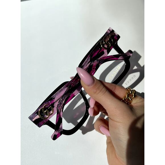 NEW Gucci GG1549O Black Pink Glitter Eyeglasses Frames main image 7